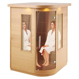 Vevor Ferninfrarot-Holzsauna, Sauna-Spa für Zuhause, für 2 Personen, Niedrige EMF-Ferninfrarot-Sauna mit gehärteter Glastür & LED-Mehrfarbenlampe & Bluetooth-Lautsprechern, 2 kW für den Innenbereich