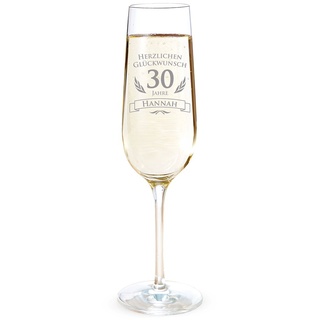 AMAVEL Sektglas mit Gravur zum 30. Geburtstag – Personalisiert mit [Namen] – Sektflöte als Geburtstagsgeschenk – Geschenkidee für Frauen – Glas für Sekt, Champagner und Prosecco – Sektkelch