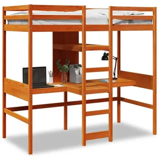 vidaXL Hochbett ohne Matratze 80 x 200 cm Kiefer massiv braun