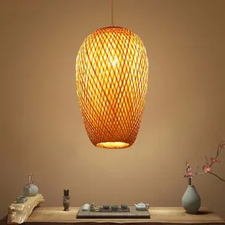 Pendelleuchte Handgemacht Bambus Rattan Decken Lampenschirm E27 Lampenfassung Esstischlampe Höhenverstellbar Pendellampe Wohnzimmer Hängelampe Kronleuchter Für Schlafzimmer Esszimmer Küche Flur