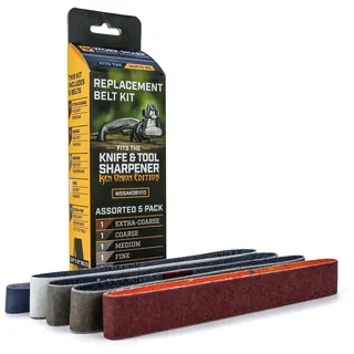 WORK SHARP™® - WSKTS Ken Onion Edition Belt Kit - Premium Schärfband mit Körnung P120, X65, X22, X4 & P6000 - Profi Ersatzbänder - Hochwertiger Schärfer