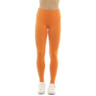 F&K-Mode Leggings Damen Leggings lang hoher Bund Hose Baumwolle hoher Bund orange