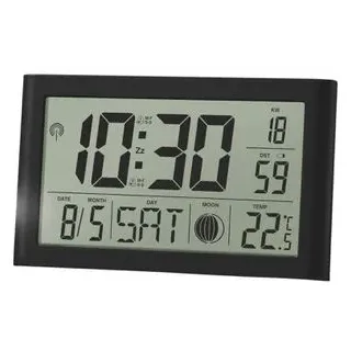 Miraval Wanduhr Kunststoff, digital, Funkuhr, 20 x 12 cm, schwarz, mit Thermometer & Datumsanzeige, lautlos