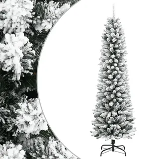 vidaXL Künstlicher Weihnachtsbaum Schlank mit Schnee Blau/Weiß 180 cm