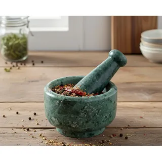 KLEO 15,2 cm breit (für große) weiß natur Marmor Stein Mörser und Pistill Set wie Spice, Medizin Grinder Kartoffelstampfer - Marble Mortar Pestle Set (Grün)