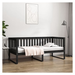 furnicato Bett Tagesbett Schwarz 100x200 cm Massivholz Kiefer schwarz