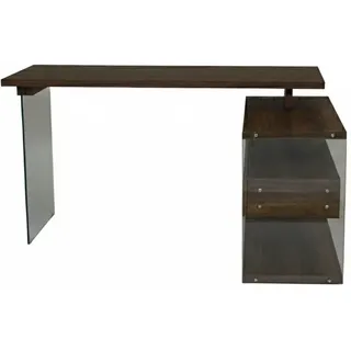 Jahnke Eckschreibtisch LUX C 15 E, Eckschreibtisch,Glas,wechselseitig montierbar,2 Schubladen,B:145 cm braun