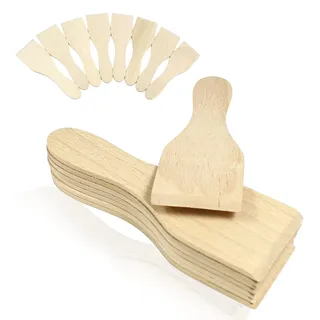 Smart-Planet 8er Set Raclettespachtel aus hitzebeständigem Buchenholz - Raclettekratzer 13x4cm - Schaber für Raclette Pfännchen - Spachtel Set für Silvester