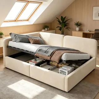 stilvora Polsterbett 140 x 200 cm Beige