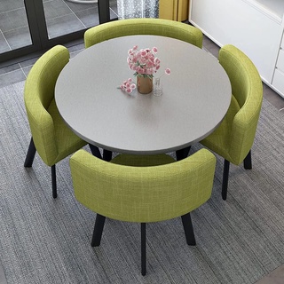 Esstisch-Set,rund,Esstisch-Set mit Marmorstruktur,platzsparender runder 4-Sitzer-Café-Tisch,runder Tisch für Esszimmer und Küche mit zurückgesetzter Rückenlehne,Esstisch für Zuhause, Küche,Bibliothek