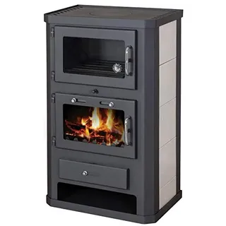 EEK A Kaminofen mit Backfach+Herdplatte Victoria Comfort KF Kachel – 10kW