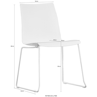 Stuhl JANKURTZ "slide" Stühle Gr. B/H/T: 54 cm x 84 cm x 52 cm, Metall, weiß (weiß, chromfarben) Stapelstuhl 4-Fuß-Stuhl Stapelstühle Sitzschale aus Kunsstoff, stapelbar, in 3 Farben