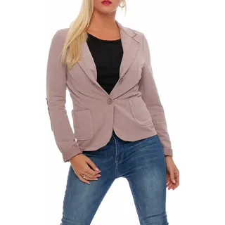 malito more than fashion Jackenblazer malito Damen Blazer klassisch, Sakko im Basic Look, Kurzjacke mit Sweat Blazer Jacke in Used Look Optik rosa M
