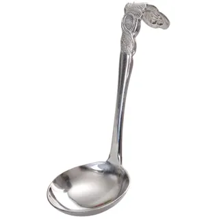 Gräwe ostfriesischer Sahnelöffel, gebogen, groß, Rosendekor
