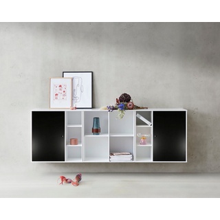 Hammel Furniture Sideboard Mistral Kubus, Kombination aus 3 Modulen, 2 Türen, Wandmontage/stehend, Breite: 207cm schwarz|weiß