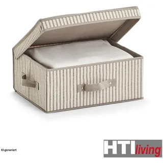 HTI-Living Aufbewahrungsbox Aufbewahrungsbox mit Deckel Stripes (1 Aufbewahrungsbox mit Deckel), Unterbettbox Organizer beige|weiß
