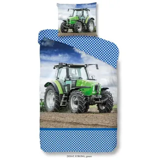 Kinderbettwäsche, Petrol, Textil, Traktor, 135x200 cm, Oeko-Tex® Standard 100, weiche und anschmiegsame Oberfläche, atmungsaktiv, pflegeleicht, Schlaftextilien, Bettwäsche, Kinderbettwäsche