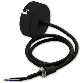 ISOLED Deckenbaldachin rund 60mm, schwarz inkl. 2-pol. Stoffkabel 1,5m