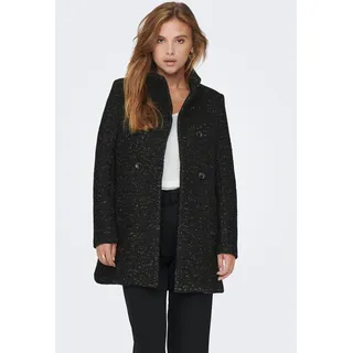 Only Langjacke "ONLNEWSOPHIA WOOL COAT OTW CC", Damen, Gr. S, schwarz (schwarz detail:melange), Web, Obermaterial: 70% Polyester, 30% Wolle, meliert, regular fit Po-bedeckend, Jacken Langjacke, Materialmix