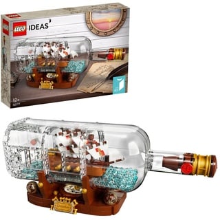 LEGO 92177 Ideas Schiff in der Flasche, Modellbausatz eines Schiffs zur Deko für Erwachsene sowie Mädchen und Jungen ab 12 Jahre, tolles Geschenk