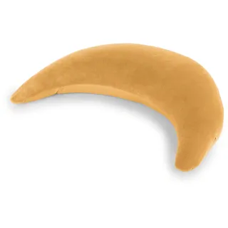 Theraline Plüschmond Stillkissen, Kopfkissen und Nackenkissen mit Perlen, ergonomisches Kissen zum Stillen, Schlafen und Lesen, Stillmond mit Plüsch, Mondkissen waschbar bis 40°C (Bernstein)