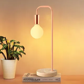 OKSANO Industrielle Tischlampe für Schlafzimmer, voll dimmbare moderne Nachttischlampen mit 2700K Warme Glühbirne für Kinder Lesen, Minimalistische Nachttischlampen für, Büro (Roségold)