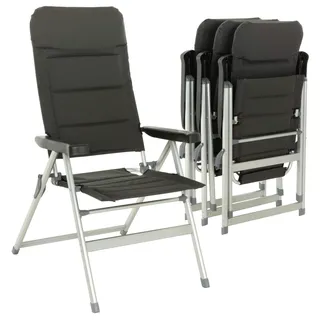 NEXOS 4er Set Premium Klappstuhl, gepolstert aus Polyester/Alu - Farbe: Schwarz Grau