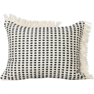 Ferm Living - Way Outdoor Kissen, off-white / blau