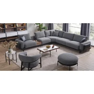 JV moebel Eckcouch Wohnlandschaft 2-Sitzer Grau