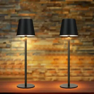 Tischlampe Akku Nachttischlampe Kabellos - Led Rgb 2600mha Tischleuchte Aussentischleuchte Aufladbar Dimmbar Touch Schwarz Akkulampe Batterie Nachttischleuchte Usb Akkuleuchte 2er Set - Gbly