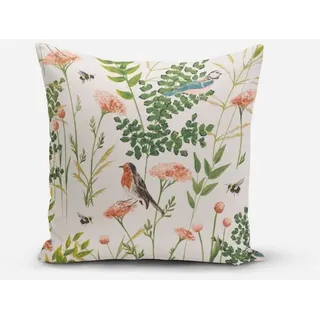 SCHÖNER LEBEN. Dekokissen Kissenhülle Gardenia Blush verschiedene Größen grün|rosa|weiß quadratisch | 40 cm x 40 cm