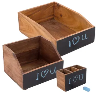 Design Delights Organizer-Set, Natur, Schwarz, Holz, 16x21x24 cm, Arbeitszimmer, Schreibtische