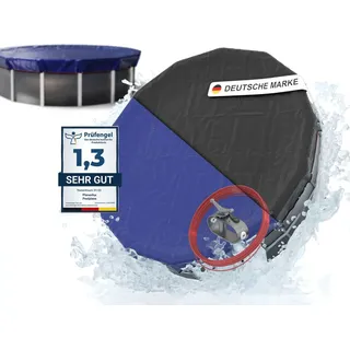 Planenfux® Pool Abdeckplane für Ø 460 - 500 cm Rundpools | 2-in-1 Poolabdeckung rund aus 200g/m2 PE Material | UV-resistente Sommer- & Winterab...