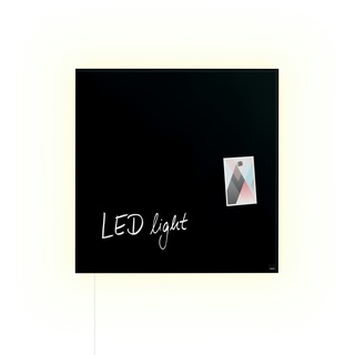 Sigel GL400 Glas-Magnettafel / Magnetboard Artverum, mit LED-Beleuchtung, 48x48 cm, schwarz