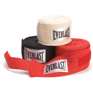 EVERLAST Core Handbandagen 3er-Pack (Schwarz/Weiß/Rot) 305 cm – Für Box-, Sparringshandschuhe, MMA & Kickboxen – Baumwollmix, Klettverschluss Ausrüstung
