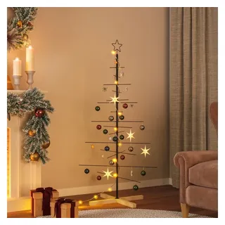 furnicato Künstlicher Weihnachtsbaum Metall-Weihnachtsbaum Schwarz 75 x 75 x 150 cm, Zerlegbare Tannenkonstruktion mit Massivholzständer für den Balkon schwarz 150 cm