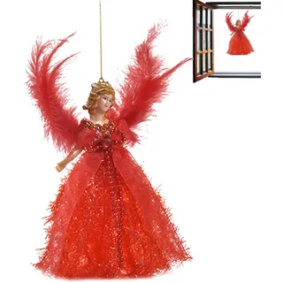 Teksome Weihnachtsengel Baumspitze, Weihnachtsdeckel für Bäume Engel, Weihnachtsbaum-Engel-Topper mit Flügeln, handgefertigte Feiertags-Engel-Anhänger-Geschenke