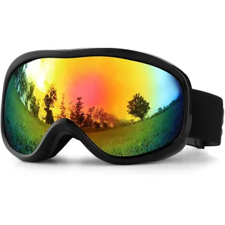 SPOSUNE Skibrille Damen Herren Snowboardbrille OTG Kids Skibrille Brille Wear Anti-Fog 100% UV400 Schutz für Skifahren Rollschuhlaufen Windschutz Schlagfest Helm kompatibel