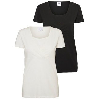 Mamalicious Stillshirt 2er Umstands T-shirt Schwangerschaft Still Top (2-tlg) 3110 in Schwarz-Weiß schwarz