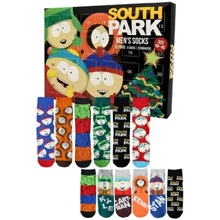United Labels® Adventskalender South Park Socken Adventskalender mit 12 Paar Socken kurz und lang bunt