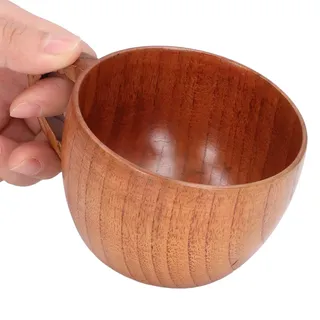 200 Ml Großer, Bauchiger Holzbecher, Schlichter Tee-, Wein- Oder Kaffeebecher, Klassischer Holzbecher Mit Henkel Für Küche Und Arbeitszimmer