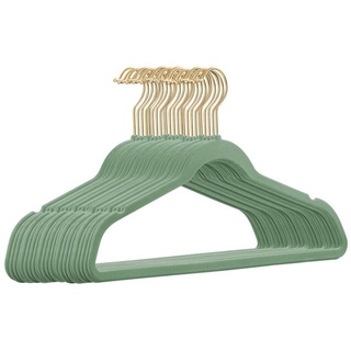 StickandShine Kleiderbügel 25 Stück Samt Kleiderbügel mit Gold Haken (25er Set) moderne Bügel grün