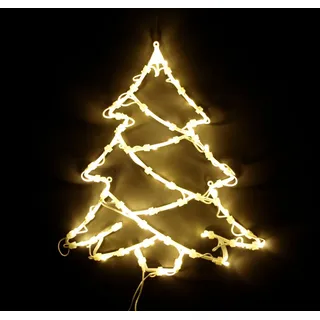 DEGAMO Beleuchtetes Fensterbild TANNENBAUM, 42x37, 50 LED weiss, Netzbetrieb 230V