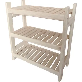 Holzregal Standregal Modulares Regal Stapelbar Kellerregal Haushaltsregal Kiefer Tiefe 25 cm Breite 44 cm Höhe 60 cm 3 Einlegeböden - Beige