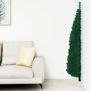 Homgoday Schmaler künstlicher halber Weihnachtsbaum mit Ständer, grün, 180 cm, Weihnachts-Kiefer, für drinnen und draußen, saisonale Feiertagsdekoration, Heimdekoration