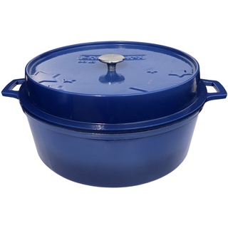 Grillfürst Bratentopf Grillfürst emaillierter Dutch Oven ohne Füsse DO12 - blau