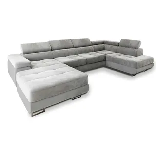 masseno Wohnlandschaft mit Schlaffunktion Casone - grau ¦ Maße (cm): B: 345 H: 90