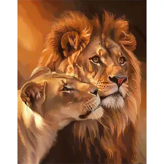 Qihensail Löwe Diamond Painting Erwachsene Adult,DIY Tier Diamant Painting Bilder,Daiments Painting Erwachsene Für Home Wand Decor,Frauen Geschenk. (Löwe2)