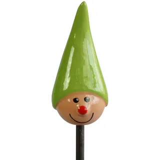 Manufaktur Lichtbogen Gartenstecker Wichtel aus Keramik grün lustige Gartendeko frostfest Gartendekoration