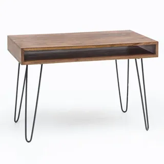KADIMA DESIGN Massivholz Sheesham Schreibtisch Retro 110 x 60 x 76 cm